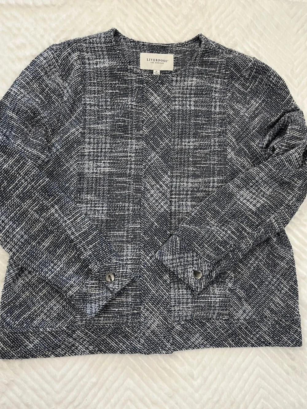 Liverpool Tweed Boucle Motorcycle‎ Blazer Jacket Navy white xl